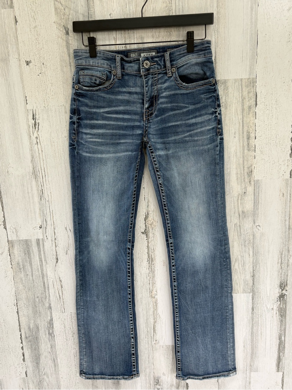 BKE Men’s Size 28X30 Aiden Bootleg Washed Blue Denim Jeans 5 Pocket